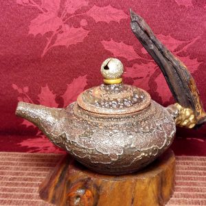 鈴鐺鈕芙蓉木蟲蛀陶壺F04