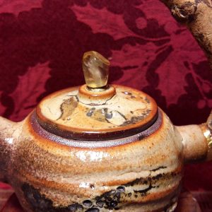 水晶鈕芙蓉木志野燒陶壺F16